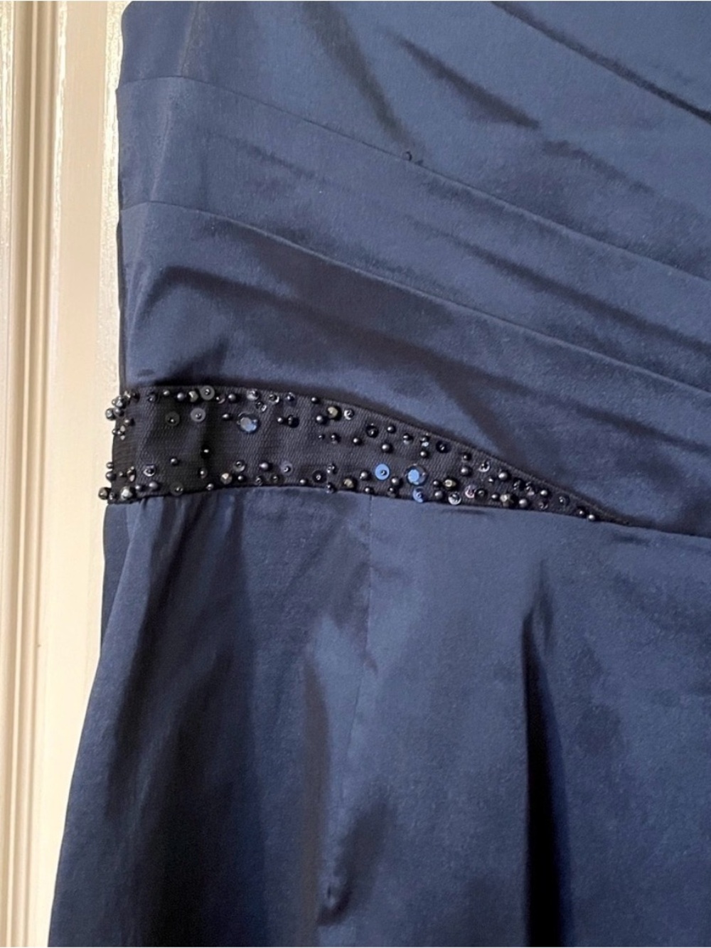 Adrianna Papell E! Red Carpet Blue One Shoulder Beaded Cocktail Dress 14 - Picture 8 of 10